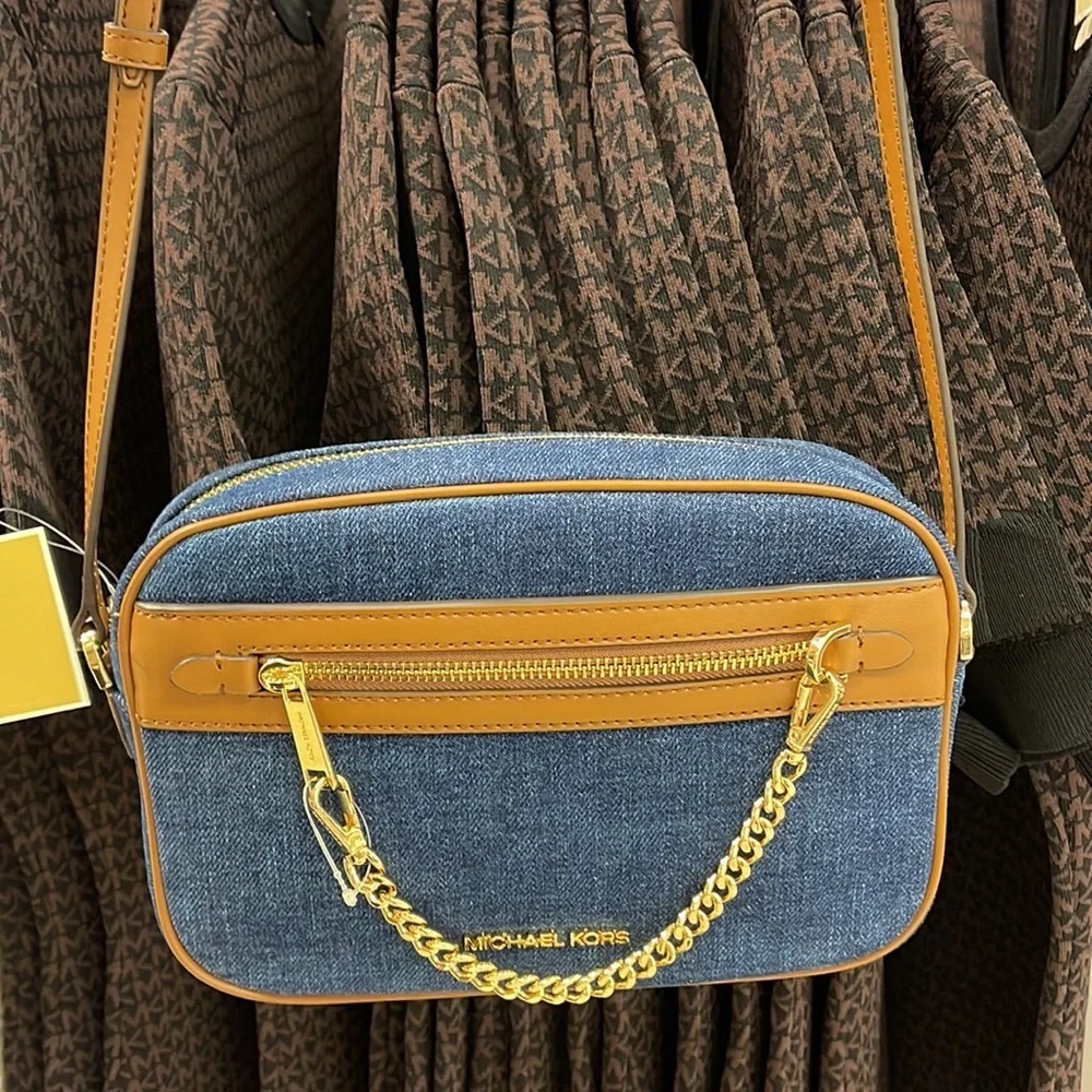 Michael Kors Jet Set Item Large East West Zip Chain Crossbody XBody Indigo
